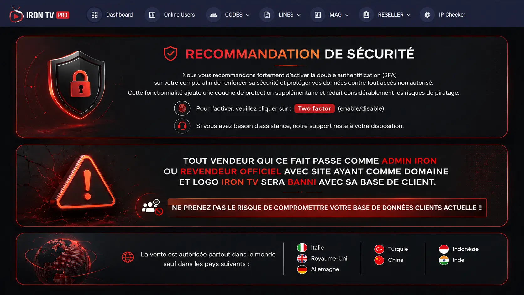 IRON TV Revendeur